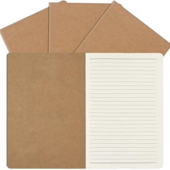 A5 kraft paper notebook, bulk, lined paper diary/notebook, work notebook, children's diary, school composition book, 60 pages, 8.3 x 5.5 inches, 4-pack