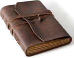 Genuine Leather Diary - 260 pages genuine leather notebook, 5 x 7.1 inches, retro style, unisex, suitable for men, artists, travel enthusiasts, etc., brown.