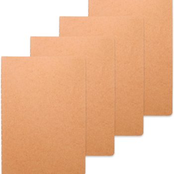 4-pack of A5 kraft paper notebooks with lines, 8.3 inches x 5.5 inches, 60 pages/30 sheets, 80g, travel notebooks suitable for adults and students, can be given as gifts, office supplies, and back-to-school items.