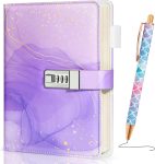 Lockable diary for girls aged 8-12, A5 size, 192 pages, children's lockable diary, with pen, birthday gift, cute teen girl item, suitable for ages 8-14