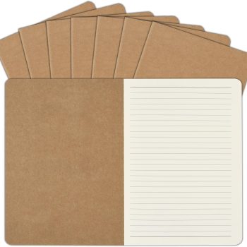 8-pack A5 kraft paper notebooks (bulk), 8.15 inches x 5.5 inches, lined paper, suitable for diaries, work notebooks, school essay notebooks, and office diaries, 60 pages.