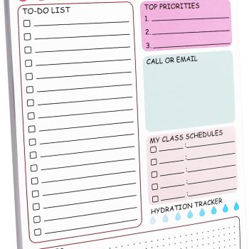Teacher To Do List Notepad, 8.3x5.8 Inch Teacher Notepad, Spiral Checklist Notebook for Class Schedules, Daily Planner, School Tasks and Goal Setting (Pink)