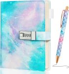 Locked Diary, Suitable for Girls Aged 8-12, A5 Size, 192 Pages, Combination Lock Diary, Comes with Pen, Beautiful College-Style Diary, Cute Gift, Suitable as a Birthday Gift for Girls and Women