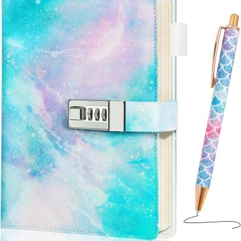Locked Diary, Suitable for Girls Aged 8-12, A5 Size, 192 Pages, Combination Lock Diary, Comes with Pen, Beautiful College-Style Diary, Cute Gift, Suitable as a Birthday Gift for Girls and Women