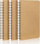 Hard Cover Lined Notebooks, A4 size, 3-pack (8.5 inches x 11 inches) 120-page lined kraft paper notebook, university standard line spacing, travel writing notebook, memo pad, sketchbook, student office/business themed diary