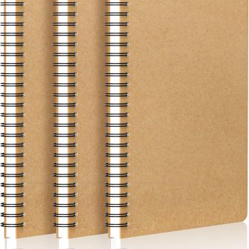 Hard Cover Lined Notebooks, A4 size, 3-pack (8.5 inches x 11 inches) 120-page lined kraft paper notebook, university standard line spacing, travel writing notebook, memo pad, sketchbook, student office/business themed diary