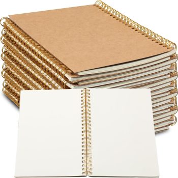 24-pack blank spiral notebook, A5 no-line spiral notebook, 100 pages/50 sheets, diary/sketching notebook, 8.3 inches x 5.5-inch, softcover kraft paper diary/planner, suitable for school, travel, office (brown)