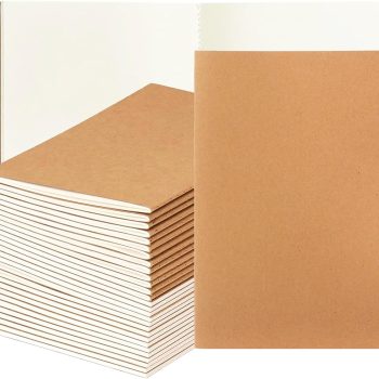 30 A5 kraft paper notebooks, children's blank notebooks, travel journals, lineless sketchbooks, memo journals, planners, suitable for office and classroom supplies, 60 pages, 8.3 x 5.5 inches.