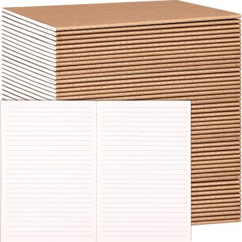 48-pack of lined kraft paper notebooks, A5 size, 8.3 x 5.5 inches, suitable for travel diaries, student gifts, school office supplies (30 sheets/60 pages).