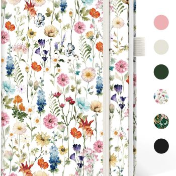 Unisex lined diary, hard cover, A5 size, college standard lined, suitable for work and notes, 160 pages, garden pattern