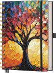 Spiral Notebook, 160 Lined Inner Pages, A5 Medium (5.7 inches x 8.3 inches), Unisex, Suitable for Diaries, Writing, Work, and Office Use, Hardcover, 100g Thick Paper (Colored Trees)