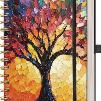 Spiral Notebook, 160 Lined Inner Pages, A5 Medium (5.7 inches x 8.3 inches), Unisex, Suitable for Diaries, Writing, Work, and Office Use, Hardcover, 100g Thick Paper (Colored Trees)