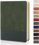 Lined notebook, university standard line spacing, A5 size, 5.79 inches x 8.27 inches, PU leather material, 216 pages, unisex, suitable for daily writing, home study, and business use (dark green)