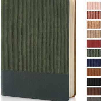 Lined notebook, university standard line spacing, A5 size, 5.79 inches x 8.27 inches, PU leather material, 216 pages, unisex, suitable for daily writing, home study, and business use (dark green)