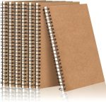 7-pack blank spiral notebooks, A5 unlined notebooks, 100 pages, suitable for diaries and sketchbooks, 8.3 inches x 5.5 inches. 5.5-inch, softcover kraft paper, diary/planner, 50 sheets, suitable for school, travel, office (brown)