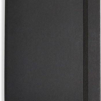 Basic Classic Lined Notebook, hardcover with elastic closure, 240 pages, 5 x 8.25 inches, black.