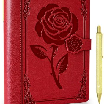 Women's leather notebooks, A5 lined notebooks, beautiful diaries, vintage travel diaries, 240 pages/120 sheets, includes pen