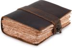 Leather-Bound Vintage Diary, Unisex - Book of Shadows - Locked 200 Pages Vintage Raw-Edge Handmade Watercolor Paper - Country Brown - 7 x 5 Inches