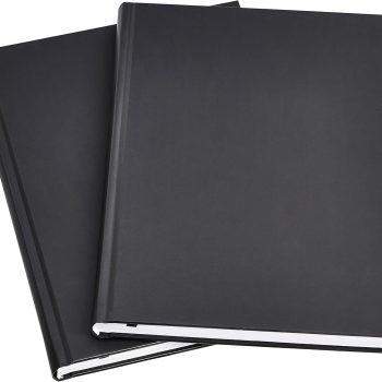 Basic Professional Hardcover Notebook, sturdy and durable, with easy-tear lines, 10.5 x 7.5 inches, black, two-pack.